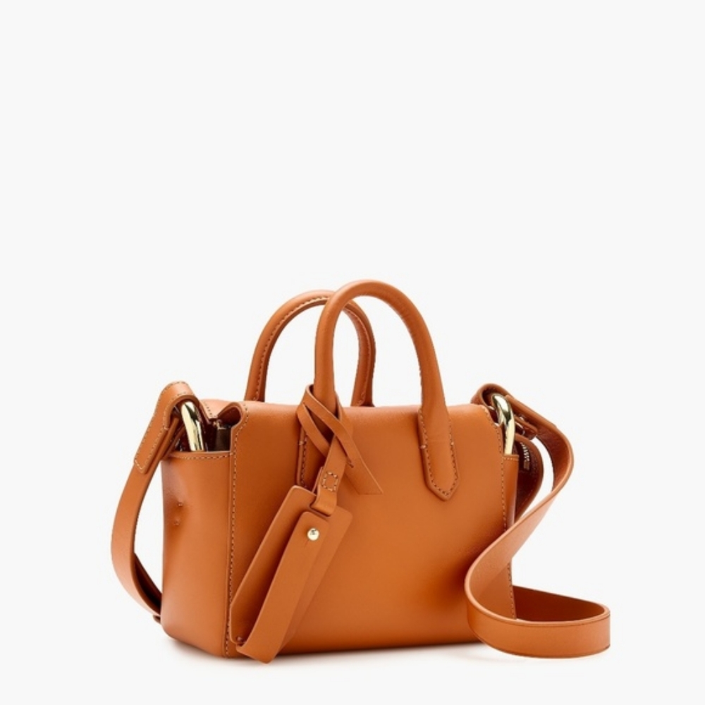 J.Crew - Harper Mini Satchel in Italian Leather |  Burnished Pecan Brown